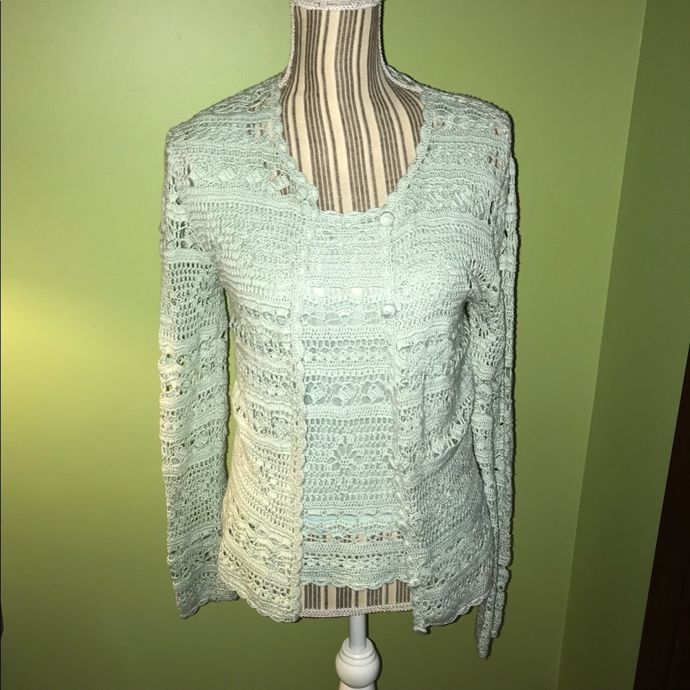 Bloomingdales MINT TANK AND CARDIGAN
